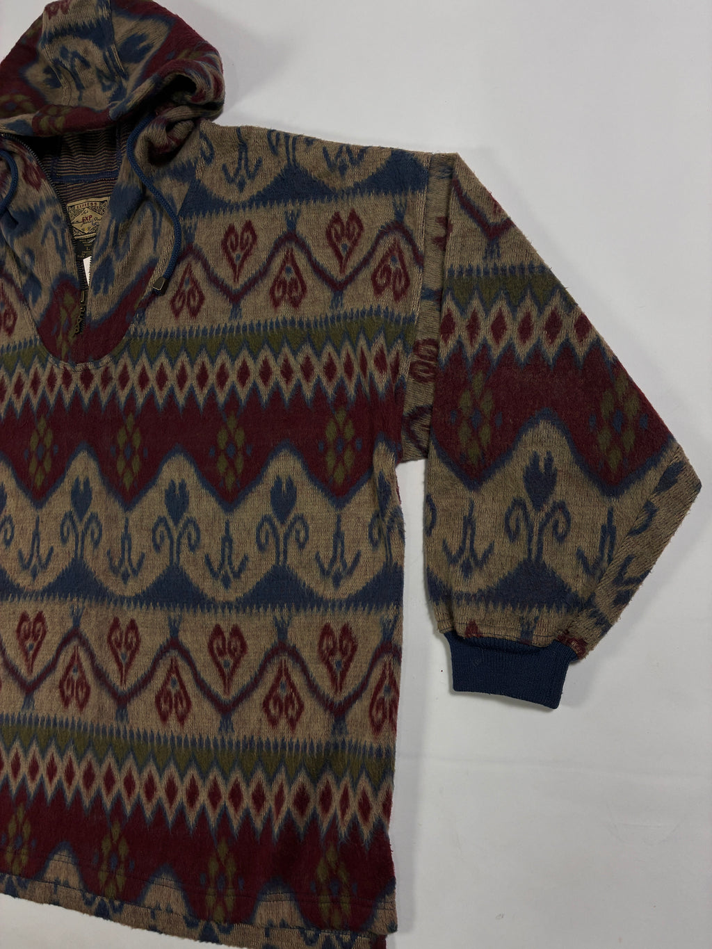 Express Geometric Pattern Half Zip High Collar Hooded Fleece