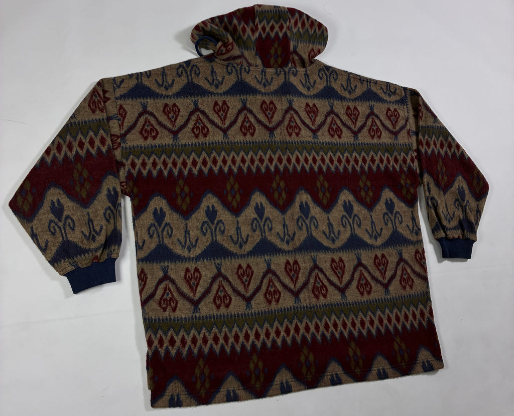 Express Geometric Pattern Half Zip High Collar Hooded Fleece