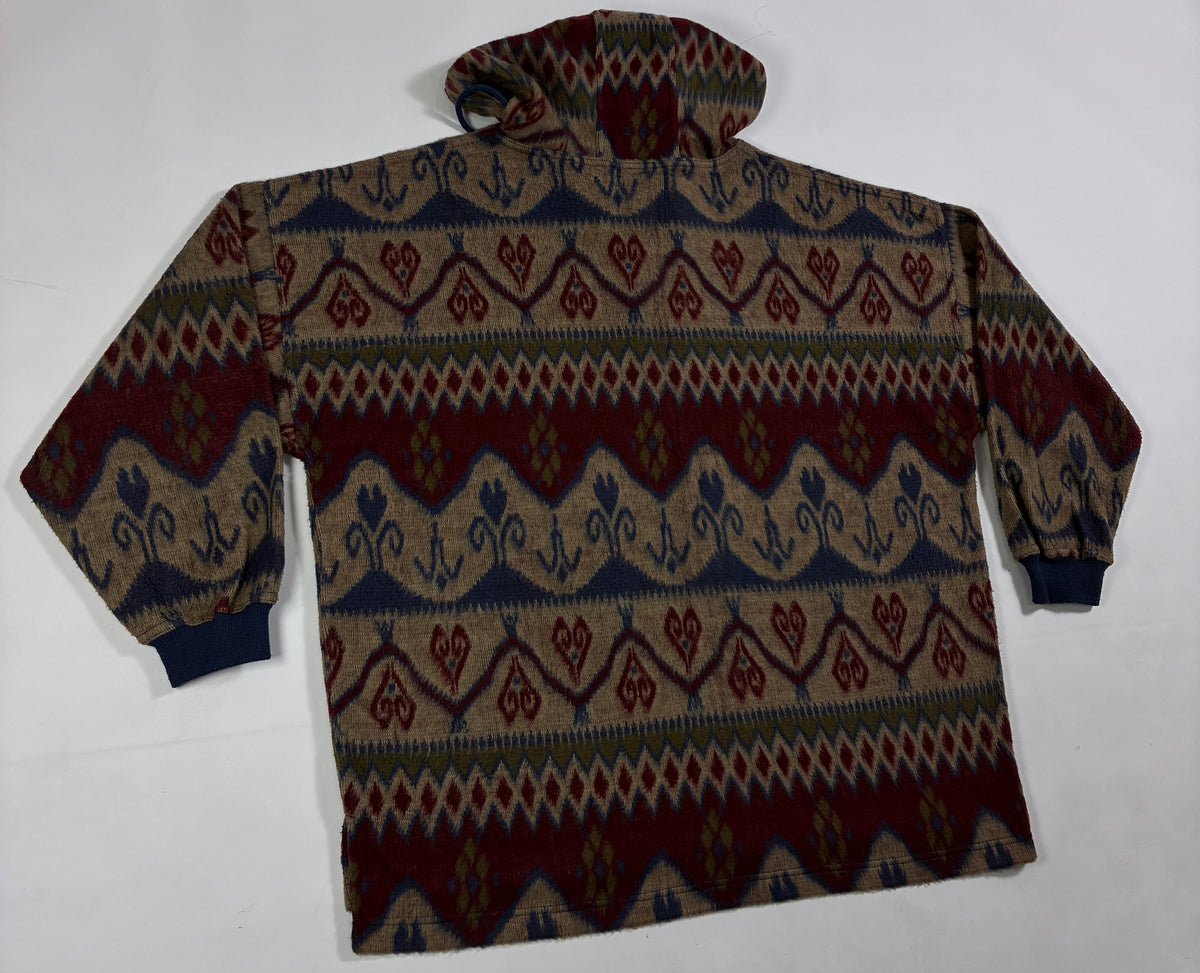 Express Geometric Pattern Half Zip High Collar Hooded Fleece