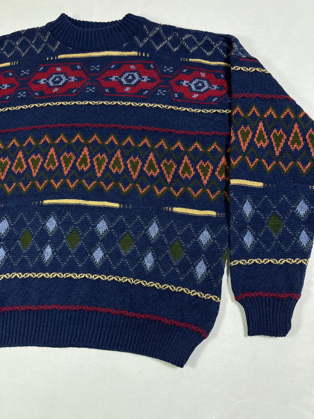 Pietra Marina Geometric Pattern Wool Jaquard Pullover