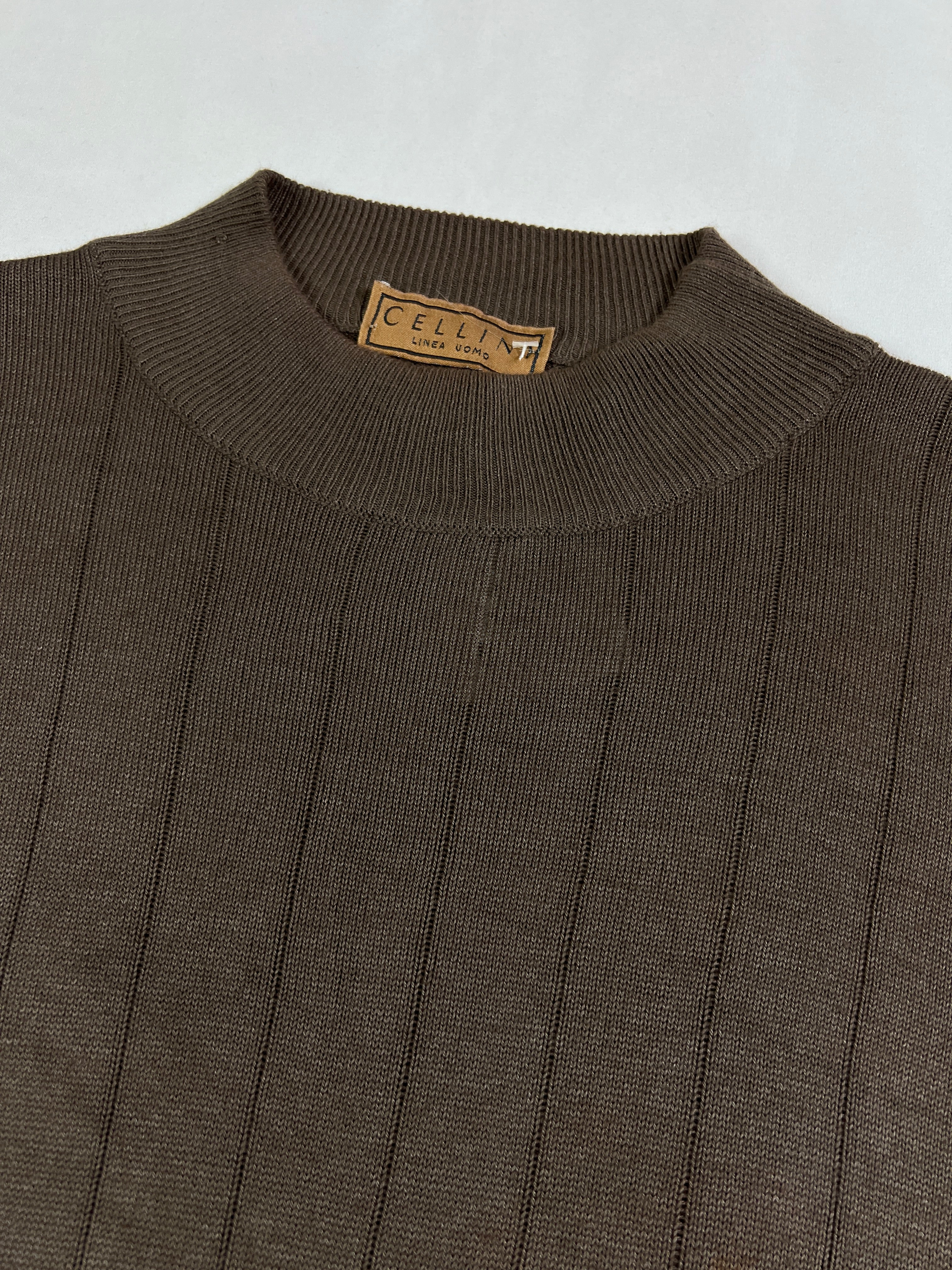 Cellini Uomo Ribbed Mock Neck Knit Pullover
