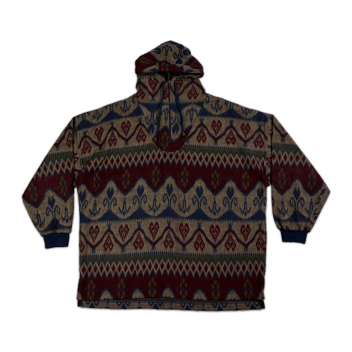 Express Geometric Pattern Half Zip High Collar Hooded Fleece