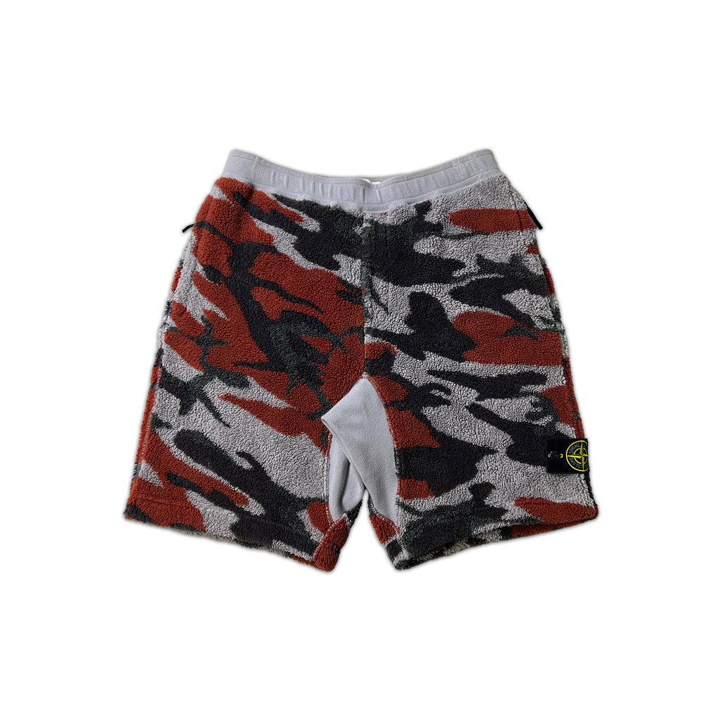 Stone Island Thick Teddy Pile Camo Shorts