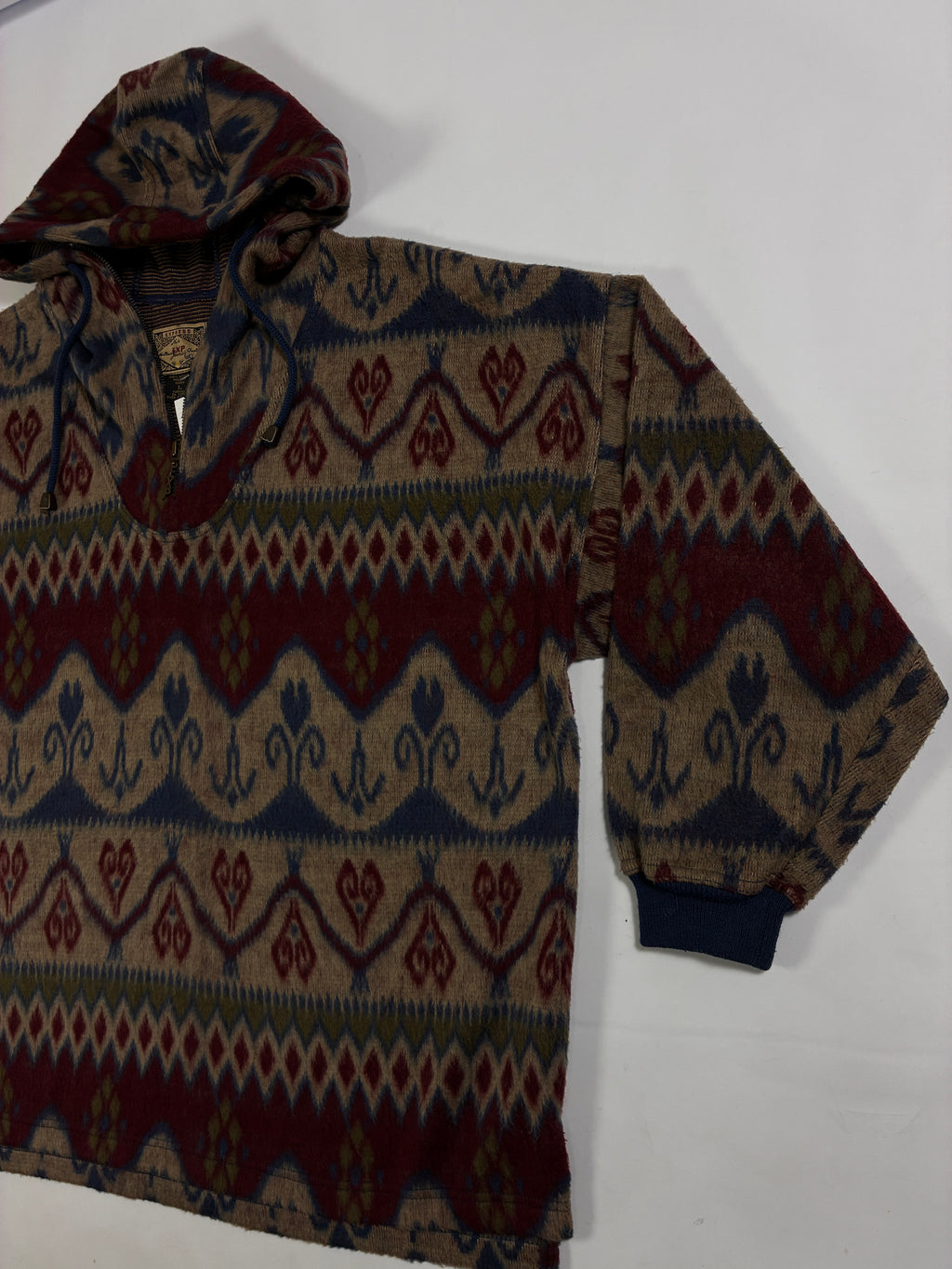Express Geometric Pattern Half Zip High Collar Hooded Fleece