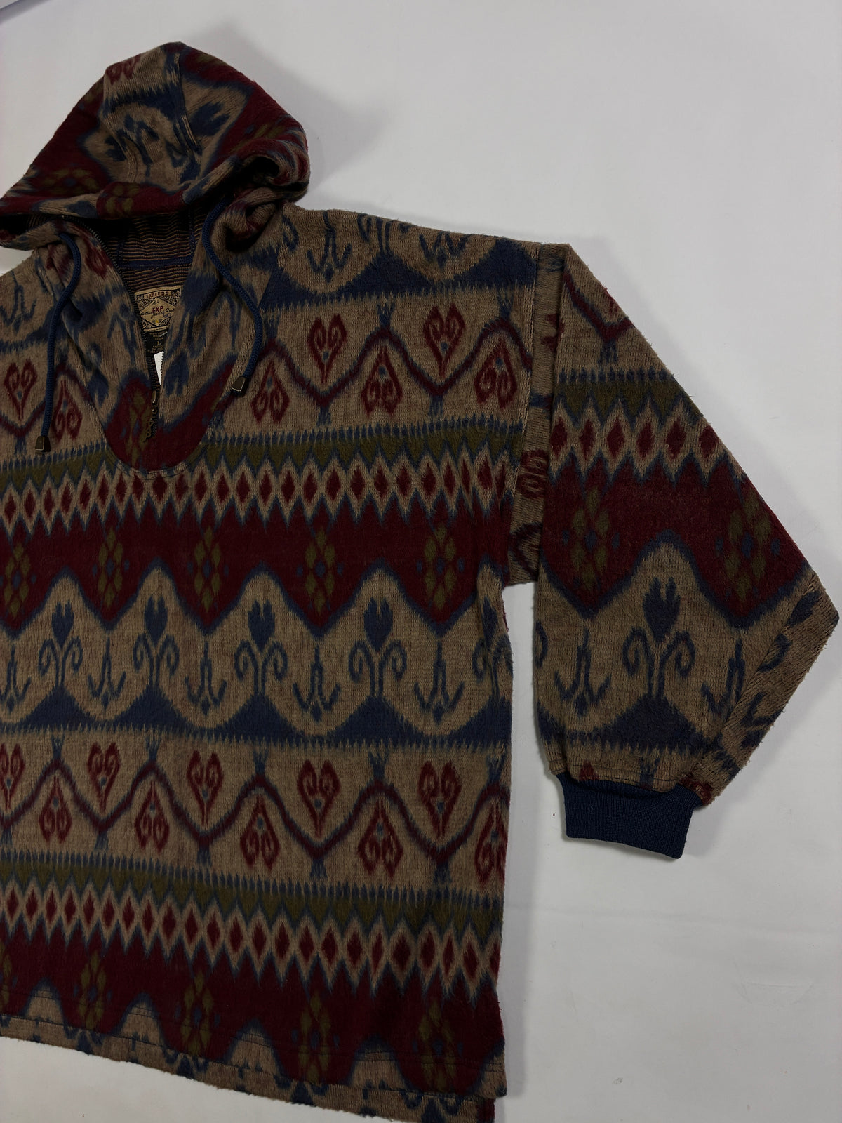 Express Geometric Pattern Half Zip High Collar Hooded Fleece