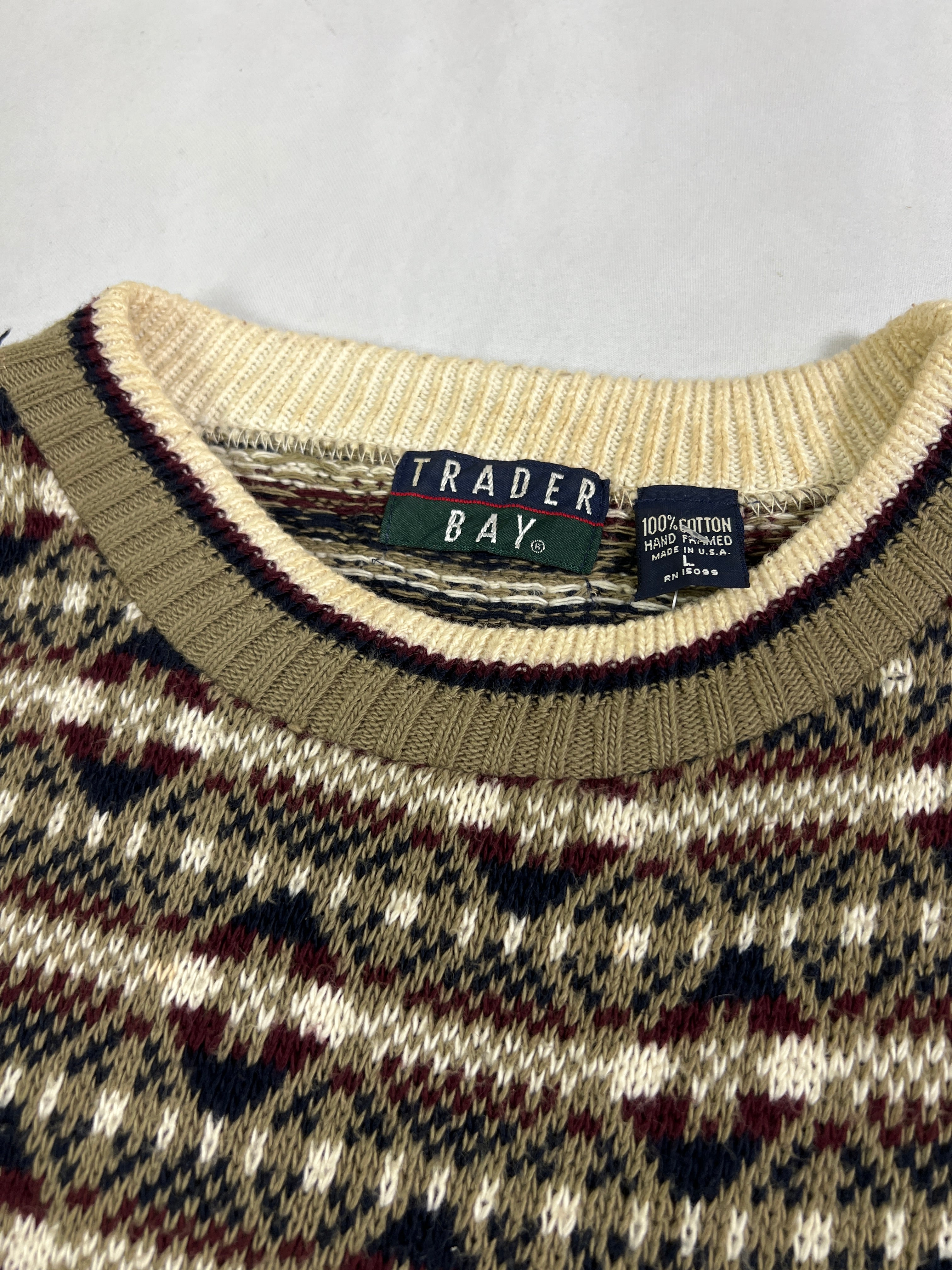 Trader Bay Geometric Pattern Cotton Pullover