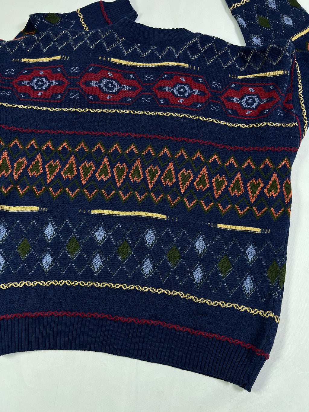 Pietra Marina Geometric Pattern Wool Jaquard Pullover