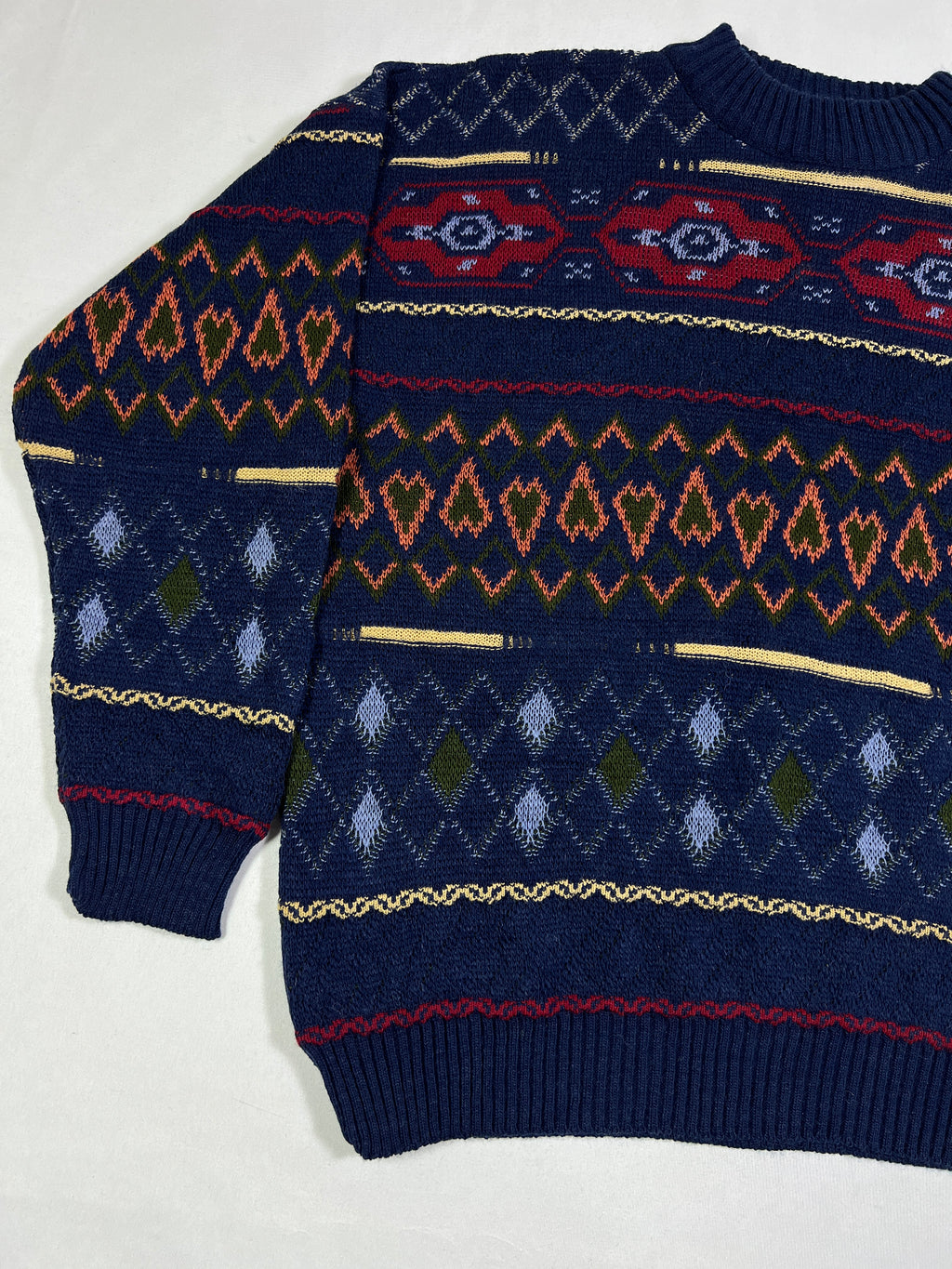 Pietra Marina Geometric Pattern Wool Jaquard Pullover