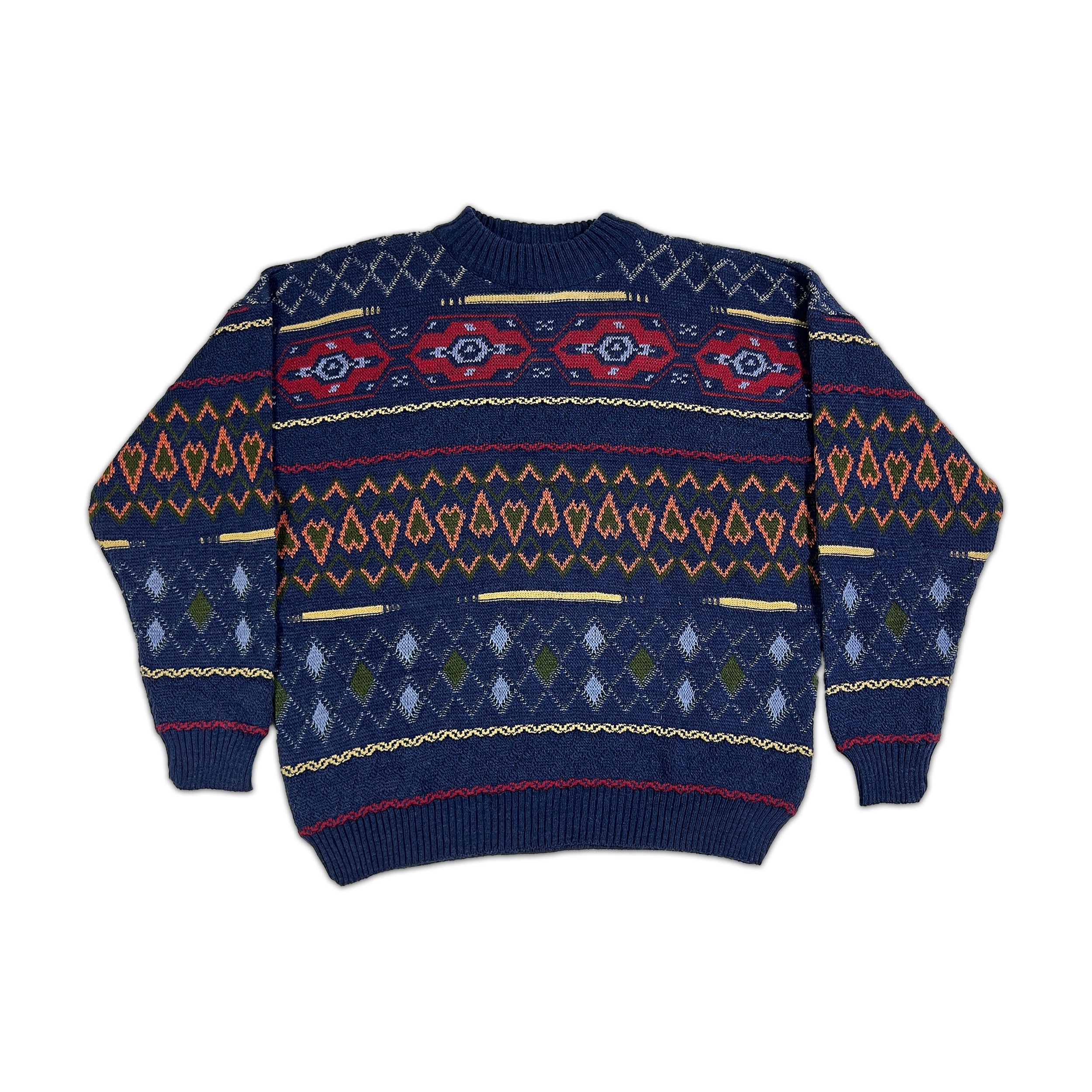 Pietra Marina Geometric Pattern Wool Jaquard Pullover
