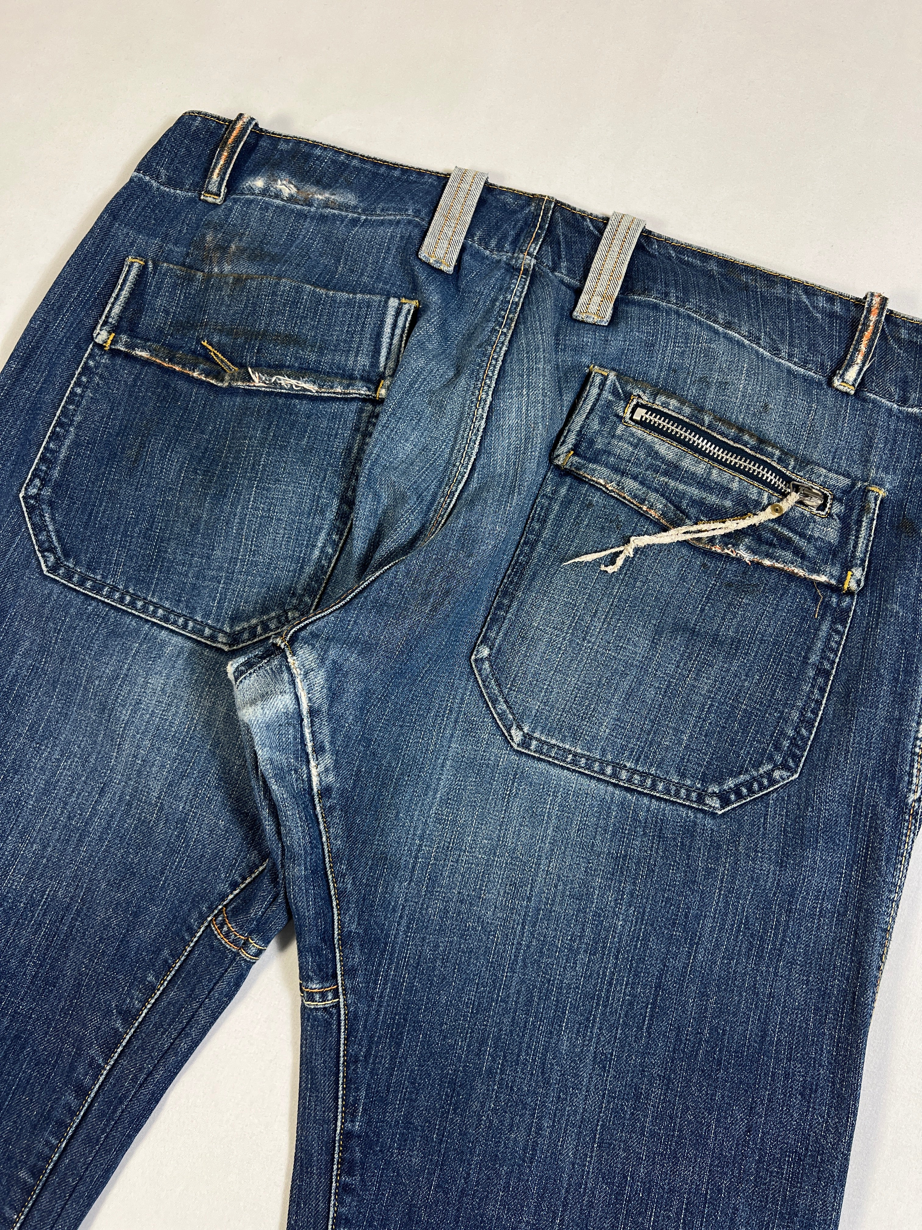 Diesel Slim Straight Button Fly Stained Jeans