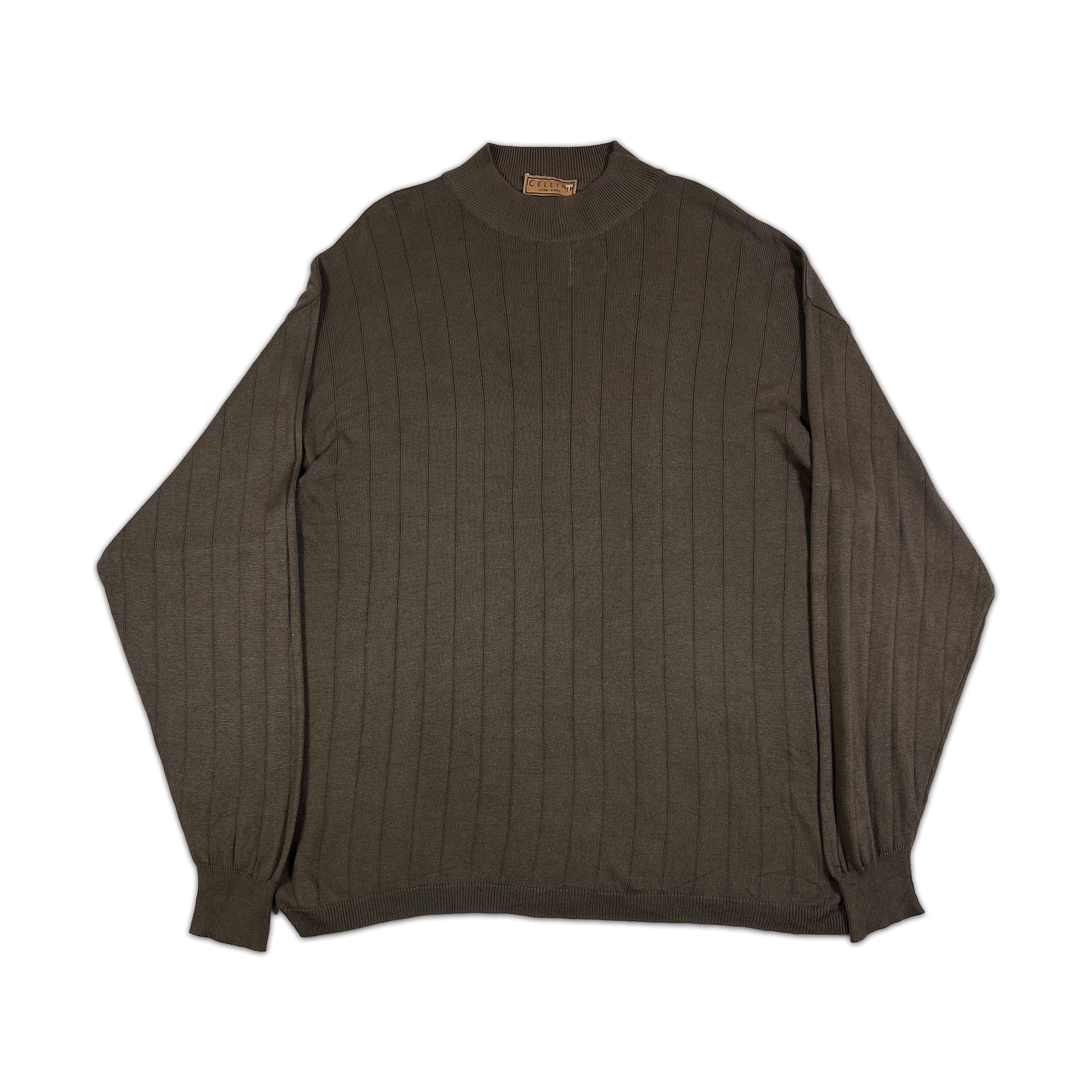 Cellini Uomo Ribbed Mock Neck Knit Pullover
